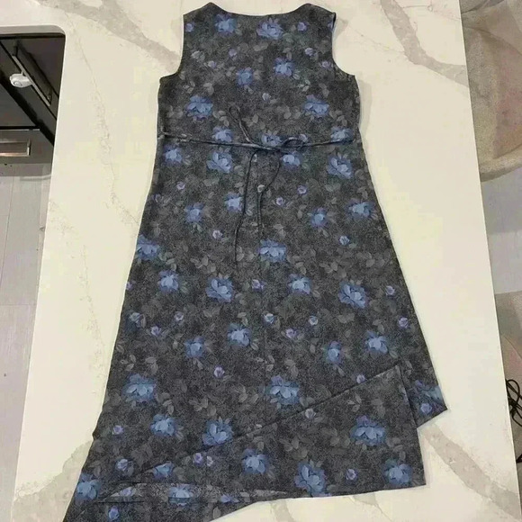 Vintage 90s Lisa Jo Sleeveless Blue Floral Maxi Dress Womens Size 13/14 Tie Back - Picture 4 of 6